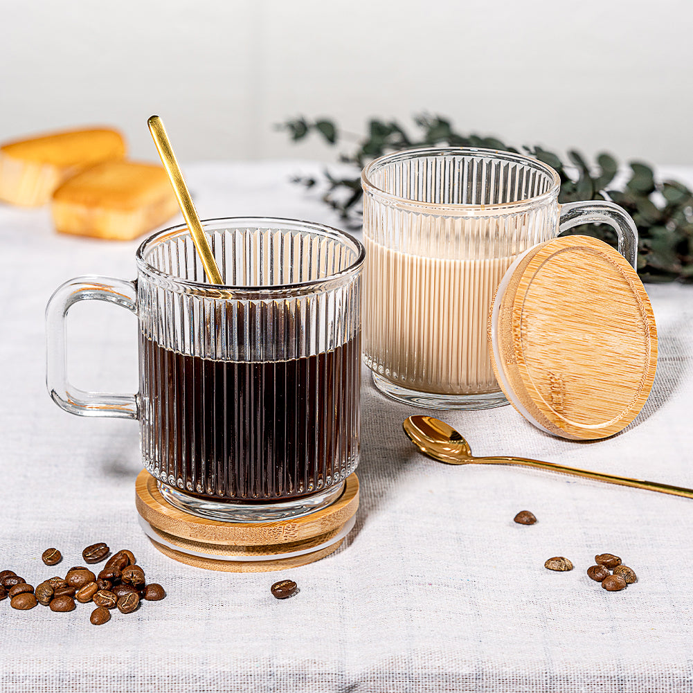 Ins Vertical Stripe Glasse Cups Transparent Heat Resistant Juice Tea Milk  Coffee Mugs Aesthetic Glassware Home Kitchen Supplies